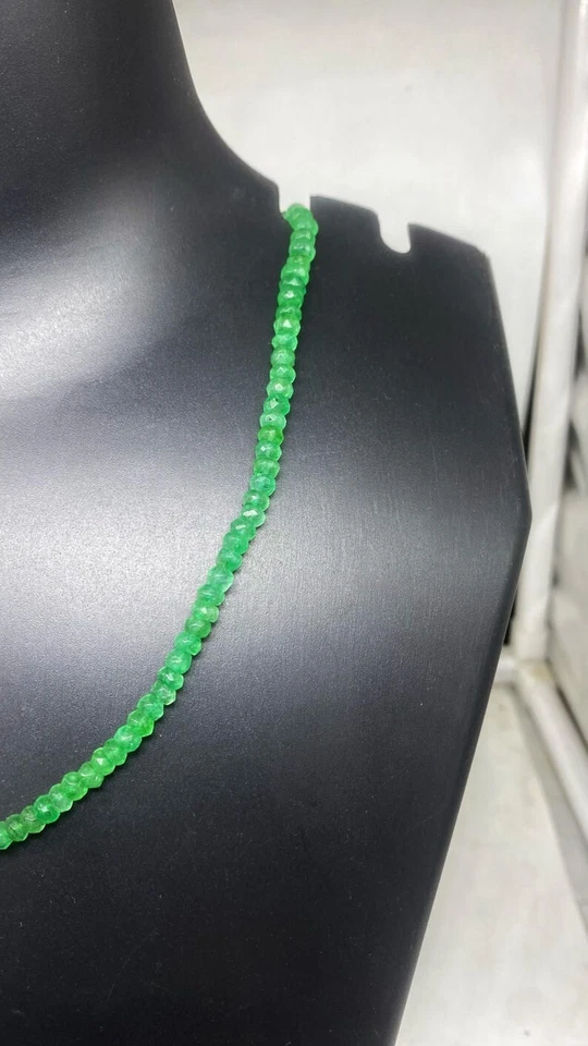 AA ++ Natürliche 3-4 mm Smaragd facettierte Rondelle Edelstein Perlen Damen H... - Bild 3 von 4