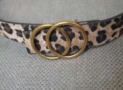 Ladies belt Fashion Designer Leopard Fur Belt Leather Sz 35 