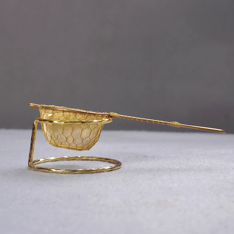 Filtro de té embudo tejido a mano tradicional de cobre puro colador de té de latón tejido a mano de 1 pieza Foto 4 de 4