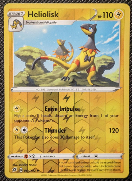 Pokemon - Heliolisk - 064/192 - Reverse Holo - Rebel Clash  - NM/M