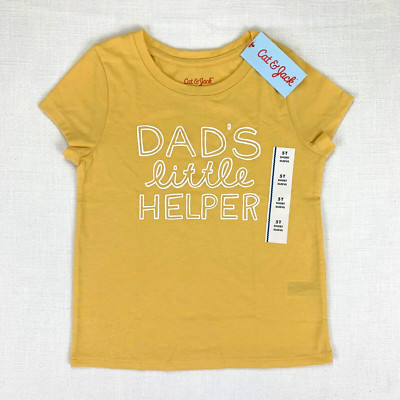 Cat & Jack Yellow T-Shirt ''Dad's Little Helper'' Short Sleeve Tee Size 5 T