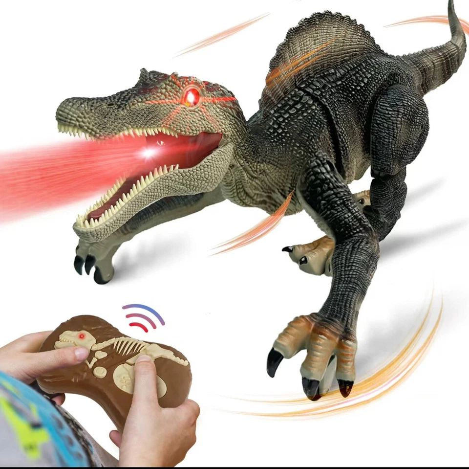 2.4G Remote Control Dinosaur Toy RC Velociraptor Dinosaur LED Light Roaring SET - Image 2 of 4