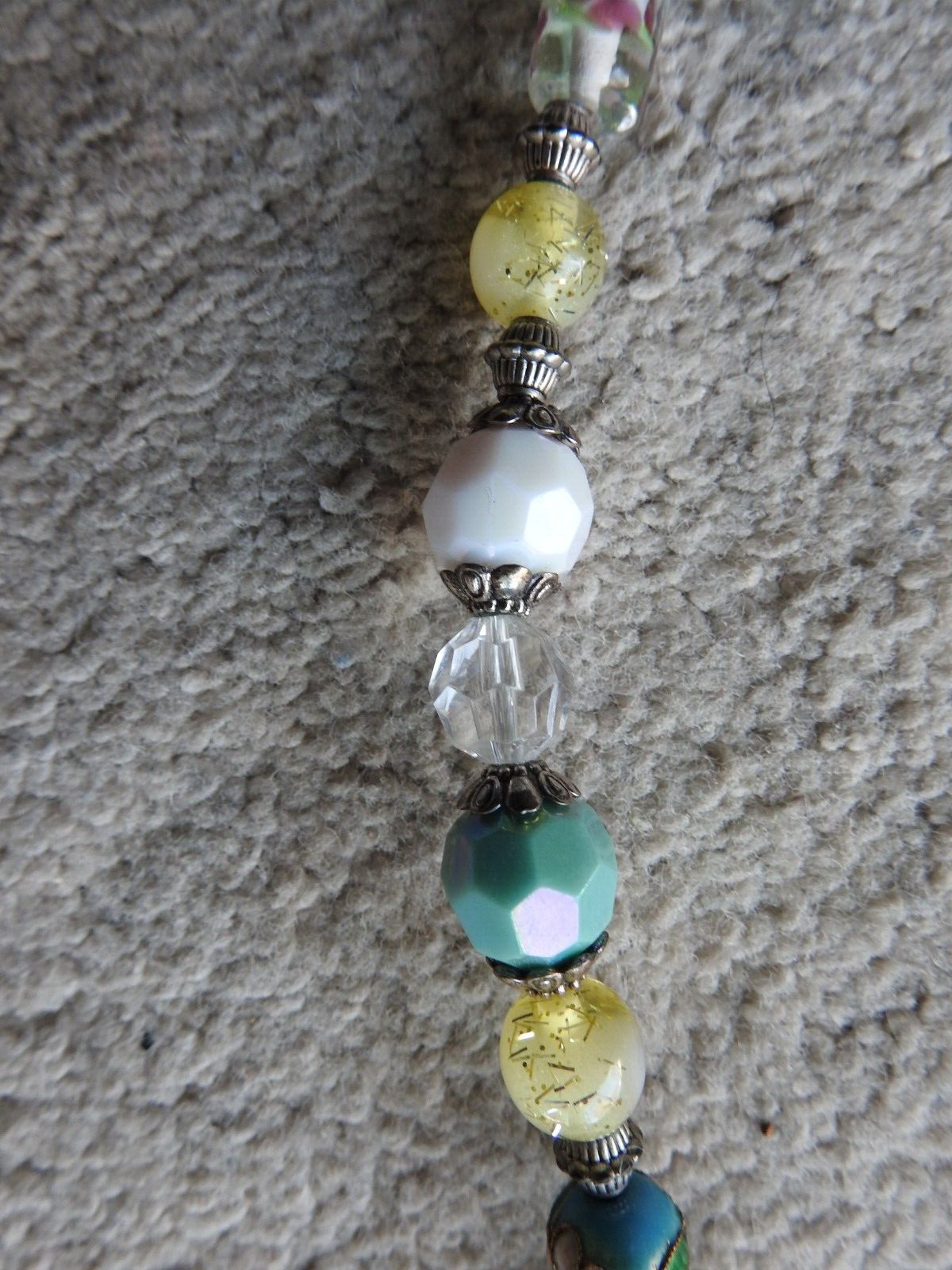 PD Premier Designs Pastel Chunky Cloisonné Enamel Glass Beaded Necklace 48"