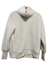 ATHLETA Nirvana Sherpa Funnel Sweatshirt, Ivory Dove 383846 Size Medium EUC