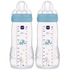 MAM Easy Active Baby Bottles 330ml 2 Pack Leak-Proof Feeding Bottles NEW