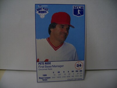 PETE ROSE 1987 TOPPS KRAFT HOME PLATE HEROS #34 MINI HAND CUT*SMALL CREASE B/R/C