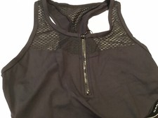 New, Women s Danz N Motion, Black Zip Front Racer Back Leotard, Size XL