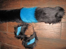 Pokemon Blue Umbreon Luxury Faux Fur Shag Ears, 10"15"30" Tails or Sets Unisex