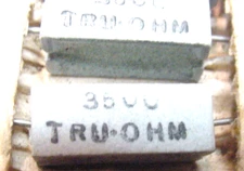 2 NOS TRU-Ohm 3500 Ohm 5 Watt 10% Wirewound Ceramic Power Resistors  Tested Good