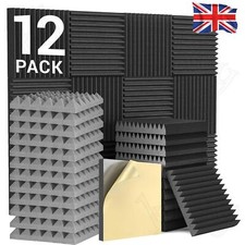 12PCS Self Adhesive Acoustic Foam Panels Studio Soundproofing Foam Tiles Pads