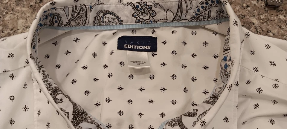 Women's White Blouse With Black And Blue Accents Size 3X - Image 4 of 4