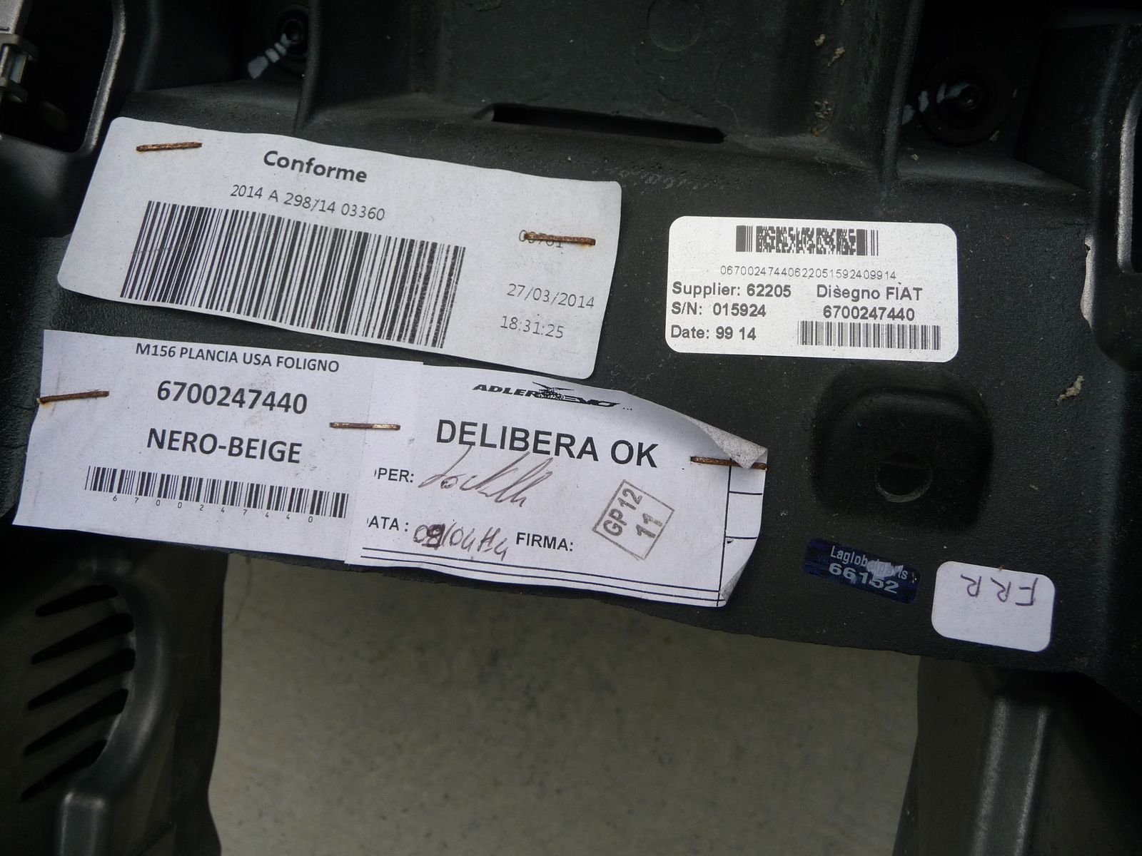 2014 Maserati Quattroporte QTP M156 Dashboard Unit 6700247440, Nero-Beige OEM OE