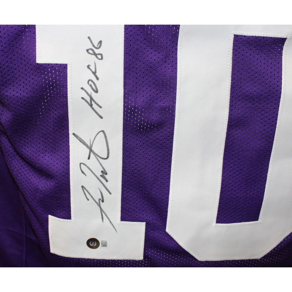 Fran Tarkenton Autographed/Signed Pro Style Purple HOF Jersey Beckett 44019 - Image 2 of 4