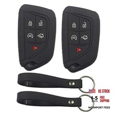 2pcs Black Rubber Silicone 5 Buttons Remote Smart Key Fob Cover Case 2pcs Black 2pcs Black Rubber Silicone 5 Buttons Remote Smart Key Fob Cover Case 2pcs Black