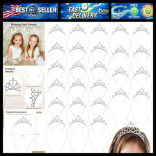 30 Pcs Princess Tiara Crowns, Heart-Shaped Crystal Rhinestone Tiaras, Adjustable