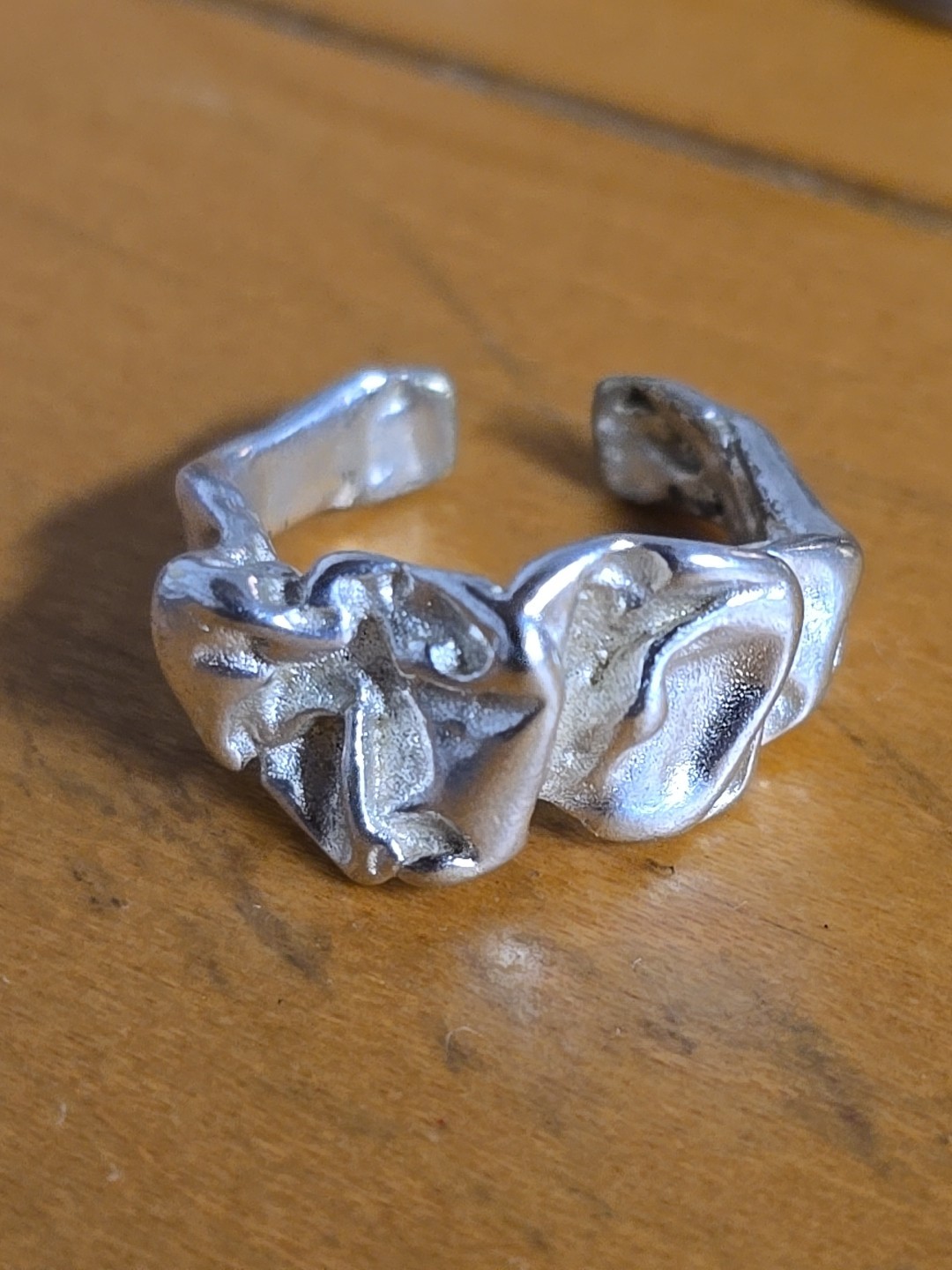 Sterling Silver Melted Design Ring Adjustable In … - image 2