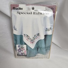 Bucilla Blue Violet Bouquet 40" table Topper kit 64684 cross stitch Needle