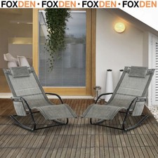 Image of 2PCs Outdoor Garden Rocking Chair, Patio Sun Lounger Rocker Chair with Mesh