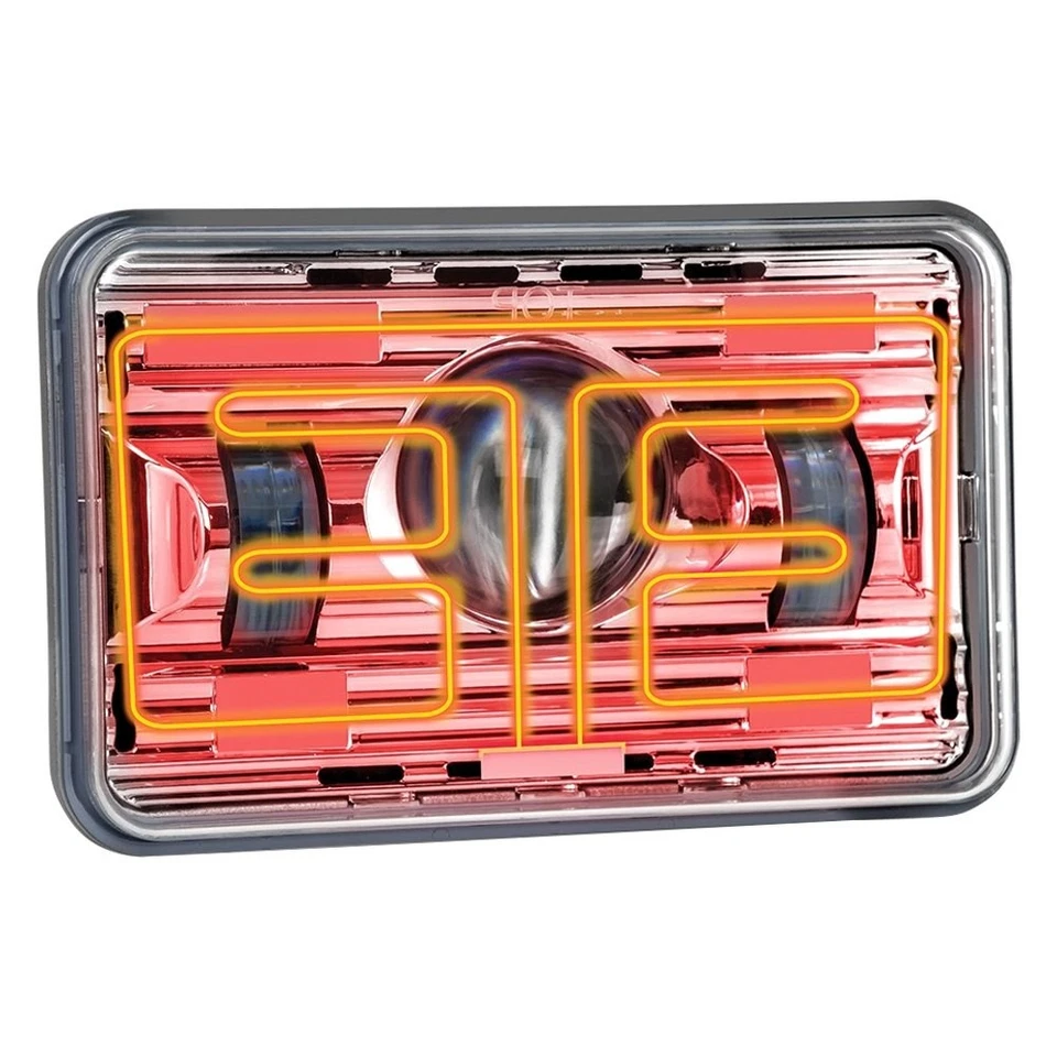 For Peterbilt 379 86-07 Headlight 4x6" Rectangular Chrome Projector LED - Image 4 of 4