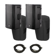 Pair of 2x Yorkville YXL12P 12" Powered BT Speakers Covers XLR Cables