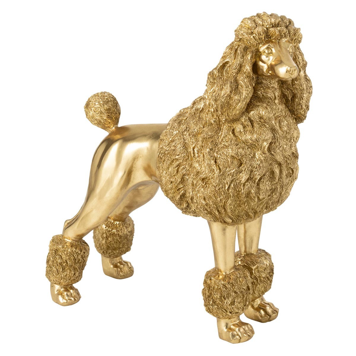 Statue Caniche Debout Trina en résine dorée 66cm chic
