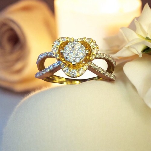 Anello di fidanzamento Pave 0,80 Cts rotondo taglio brillante F/VS1... - Foto 1 di 7