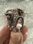 Vintage 925 Sterling Silver Mens Hanging Skull Ring Biker Gothic Size 8 16grams