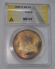 1880 Morgan Silver Dollar Obverse TONED! ANACS MS63