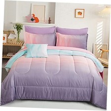 Reversible Girls Comforter Set Size Colorful Ombre Full Blue Pink Purple