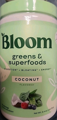 Bloom Greens and Superfoods Dietary Supplements 25 Servings COCONUT 5.4oz- 8/25