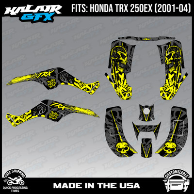 Graphics Kit for ATV Honda TRX 250EX (2001-2004) Revolt Series - YELLOW