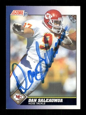 1991 Score  #78 Dan Saleaumua signed autograph  Blue sharpie BXCP72