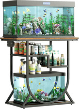 20-29 Gallon Fish Tank Stand with Power Outlet, Metal U Shaped Aquarium Stand wi
