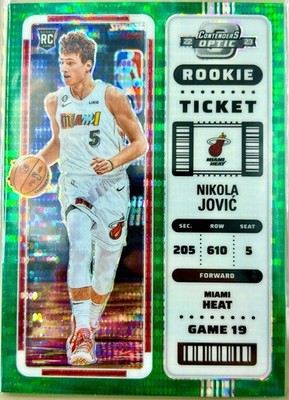 Nikola Jovic /25 RC 2022/23 Contenders Optic LT GREEN PULSAR #16 Rookie Heat SSP