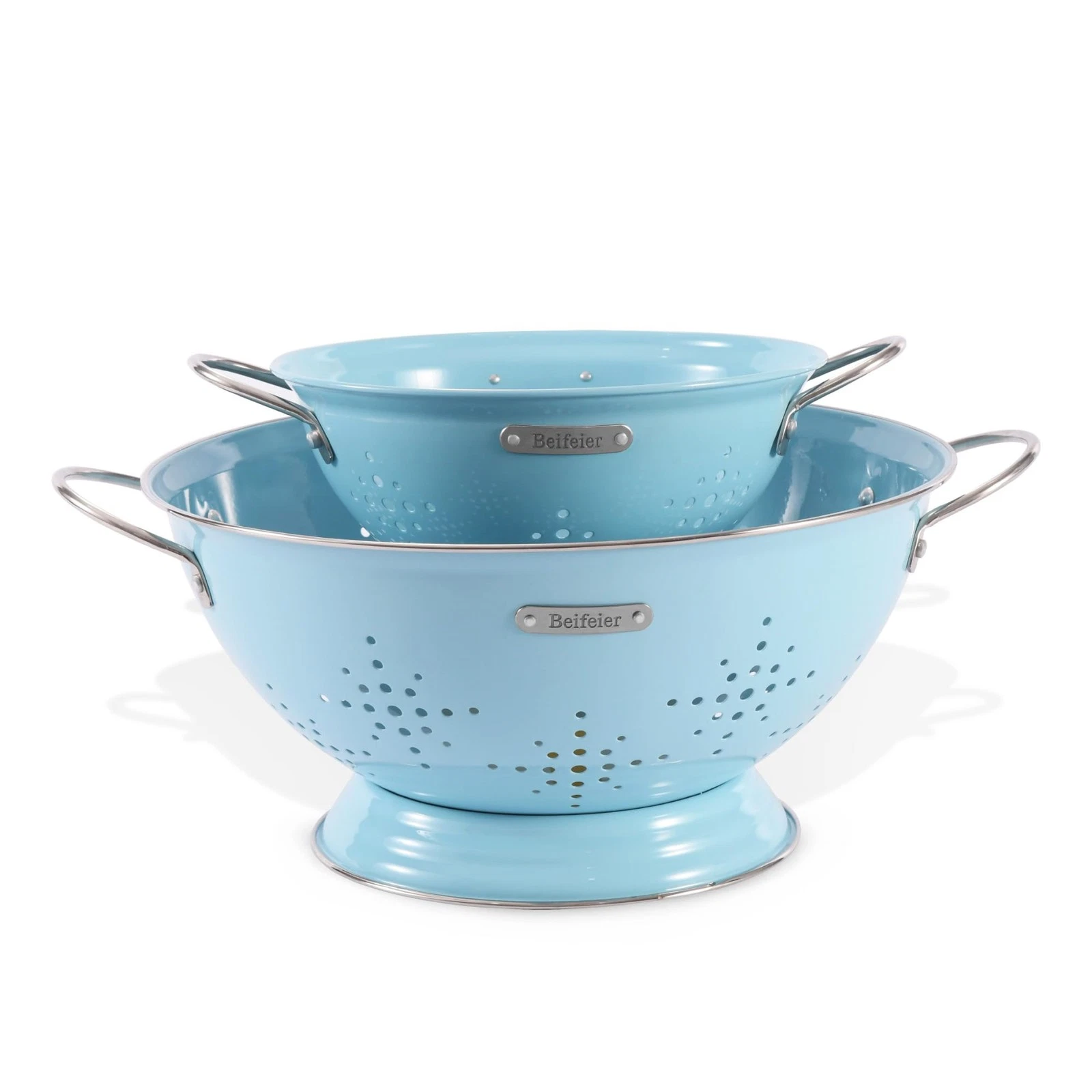 Metal Colander 2 Pack, Strainer Bowel with Handles 2Qt & 6Qt Powder Coated So...