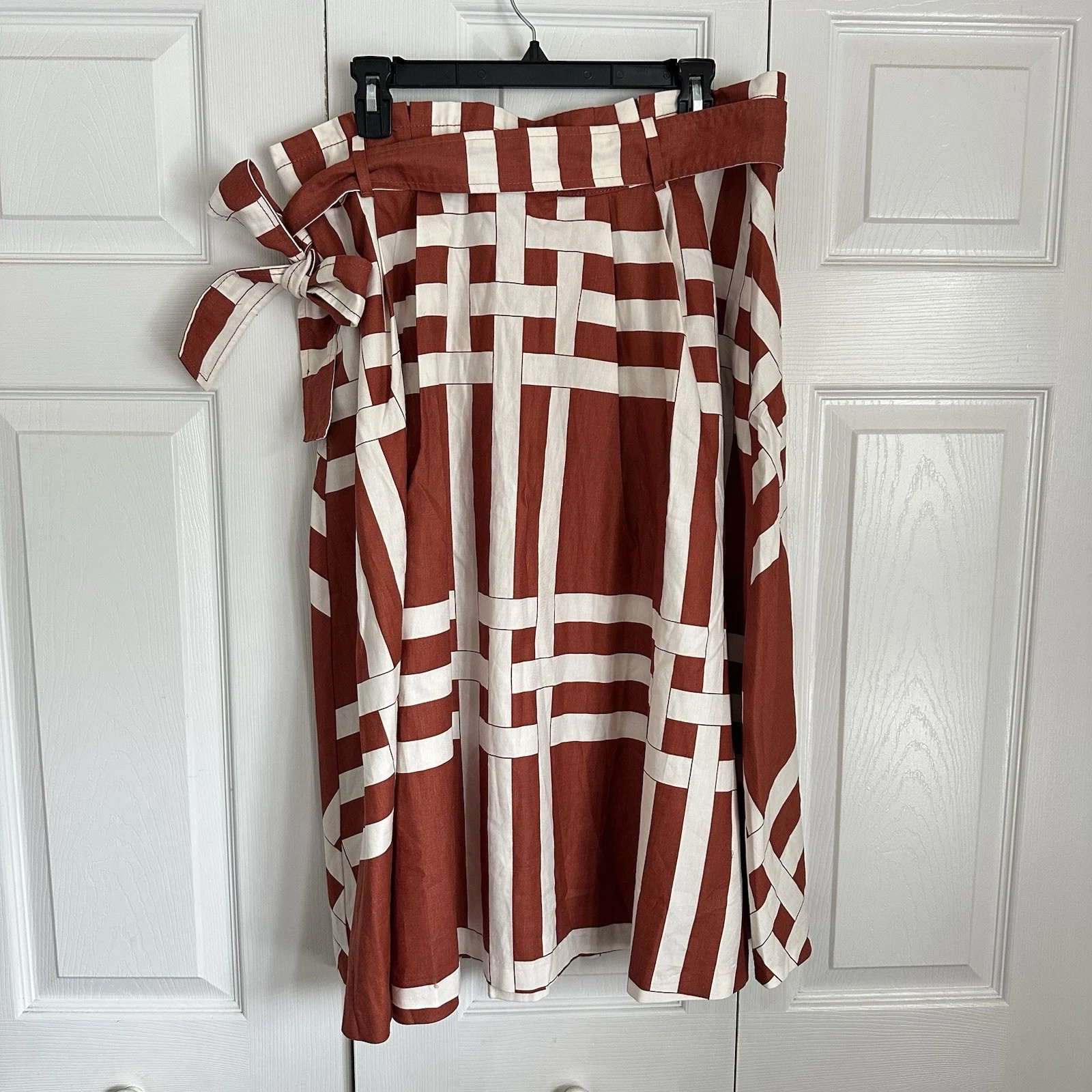 NWT Ann Taylor Linen Cotton Basketweave Tie Waist Skirt Sz 14 Career Corpcore
