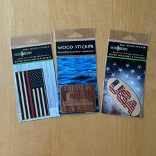 woodzstickers 3 PACK Wood Sticker USA Flag Party in Slow Motion Water Resistant