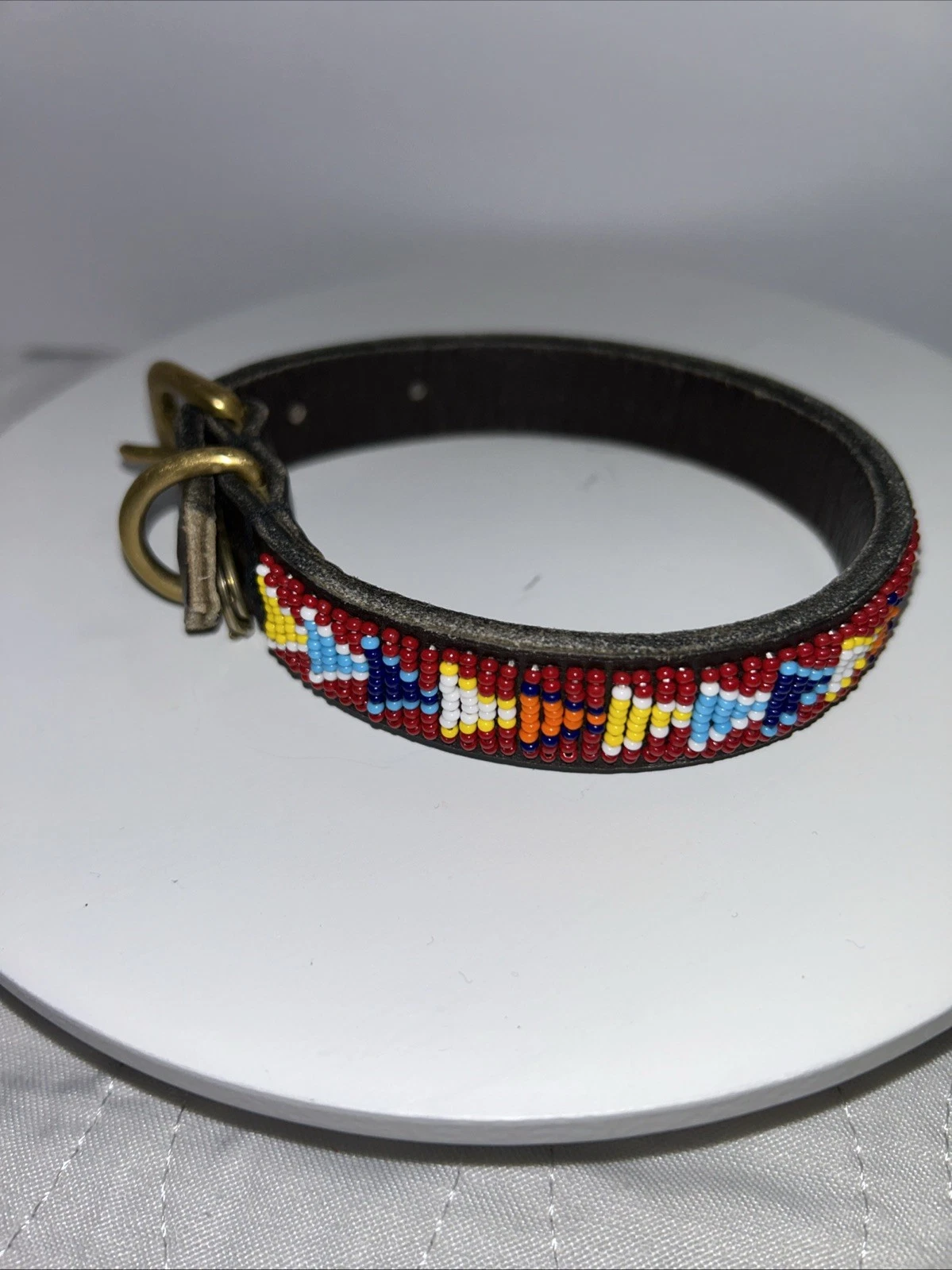 African Beaded Leather Dog Collar, Pet Collar. Ships In Box.
Opens in a new window or tab