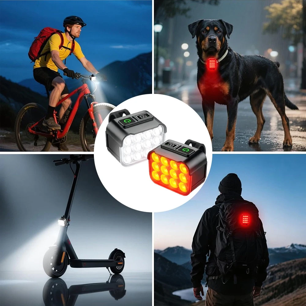 2x Mountain Bike Lights USB Rechargeable Bicycle LED Torch Front Rear + Lamp Set