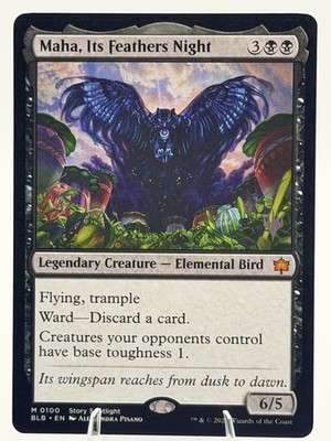 Maha, Its Feathers Night PROMO STAMPED  0100 Bloomburrow 2024 BLB MTG NM