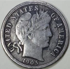 1905-S Barber Dime VF Ungraded