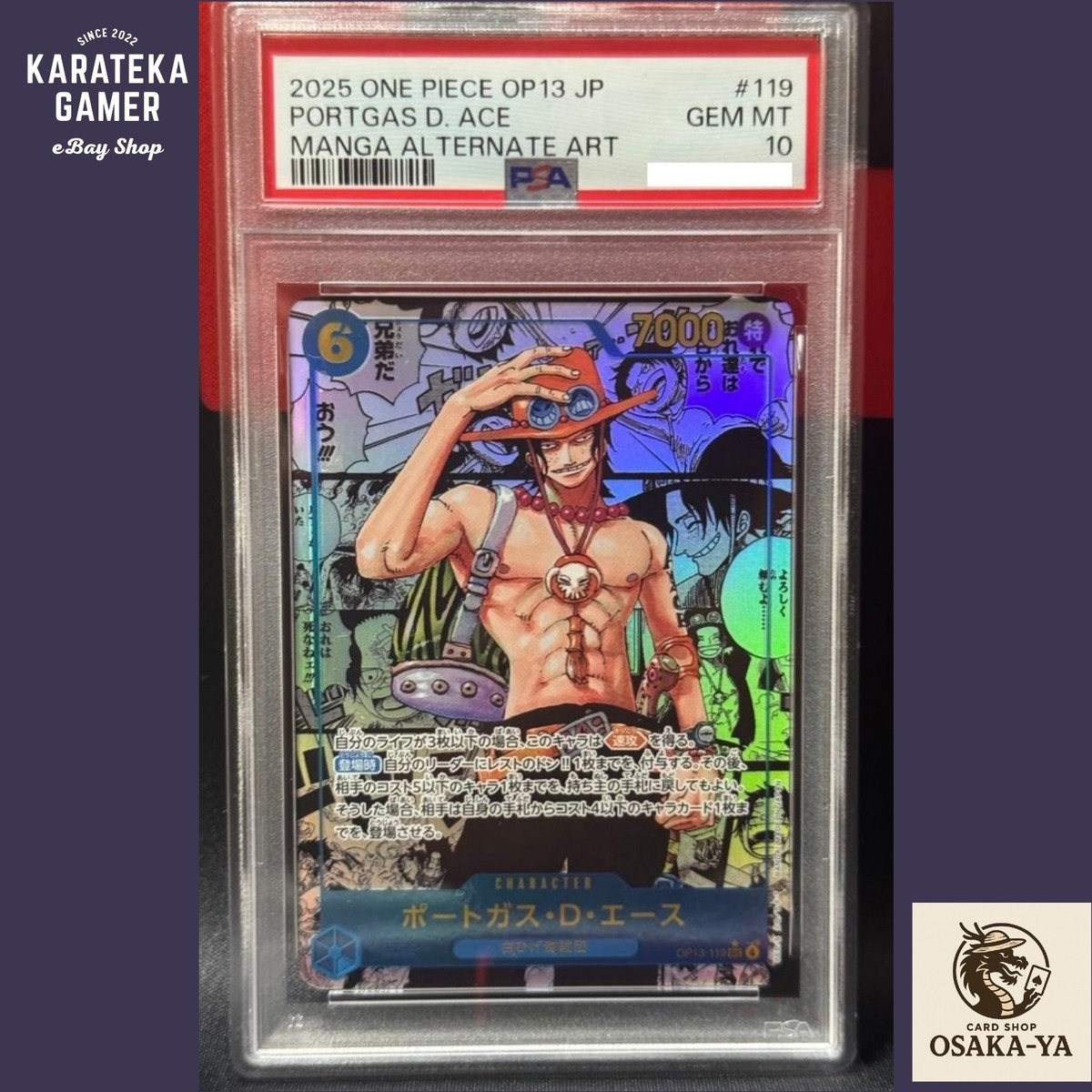 PSA 10 Ace OP13-119 Manga Alt Art Carrying on His Will One Piece
