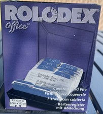 Rolodex Name Address Hard Copy Card File Black Covered 250 Cards Open Box New