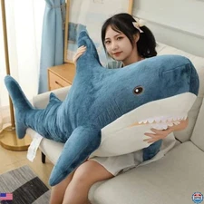 Ryttir 31" XL Plush Shark Stuffed Animal - Chubby Fuzzy Pillow, Stress Relief