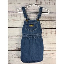 Vintage girl Oshkosh Denim overall jumper dress Made in USA size 2T