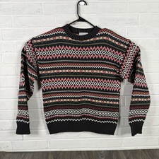 Vintage Ashley Knit Sweater Men Medium Henley Fair Isle Cotton USA Made
