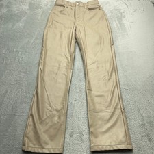 Abercrombie Fitch The 90s Straight High Rise Vegan Leather Pants Womens 2/26 Tan
