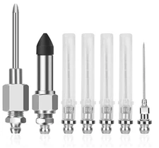 Grease Gun Needle Tip Kit 7 Pcs, 5Pc Grease Gun Needle Tip Mouth+ 1Pc Rubber Ada