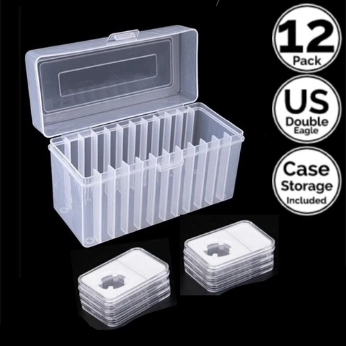 12 Pack 34 mm Slab Coin Holder w/Slot Case 4 US Double Eagle $20 Gold Dollar