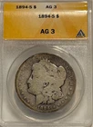 1894 S Morgan Silver Dollar ANACS AG3 Tough Date Morgan